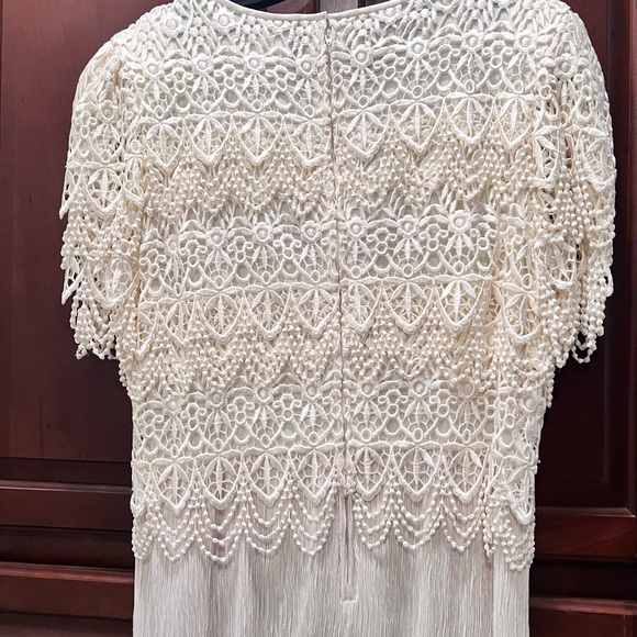 Cattiva Womens Ivory Short Sleeve Pearl Lace Evening Maxi Dress Size 16 - Picture 7 of 11